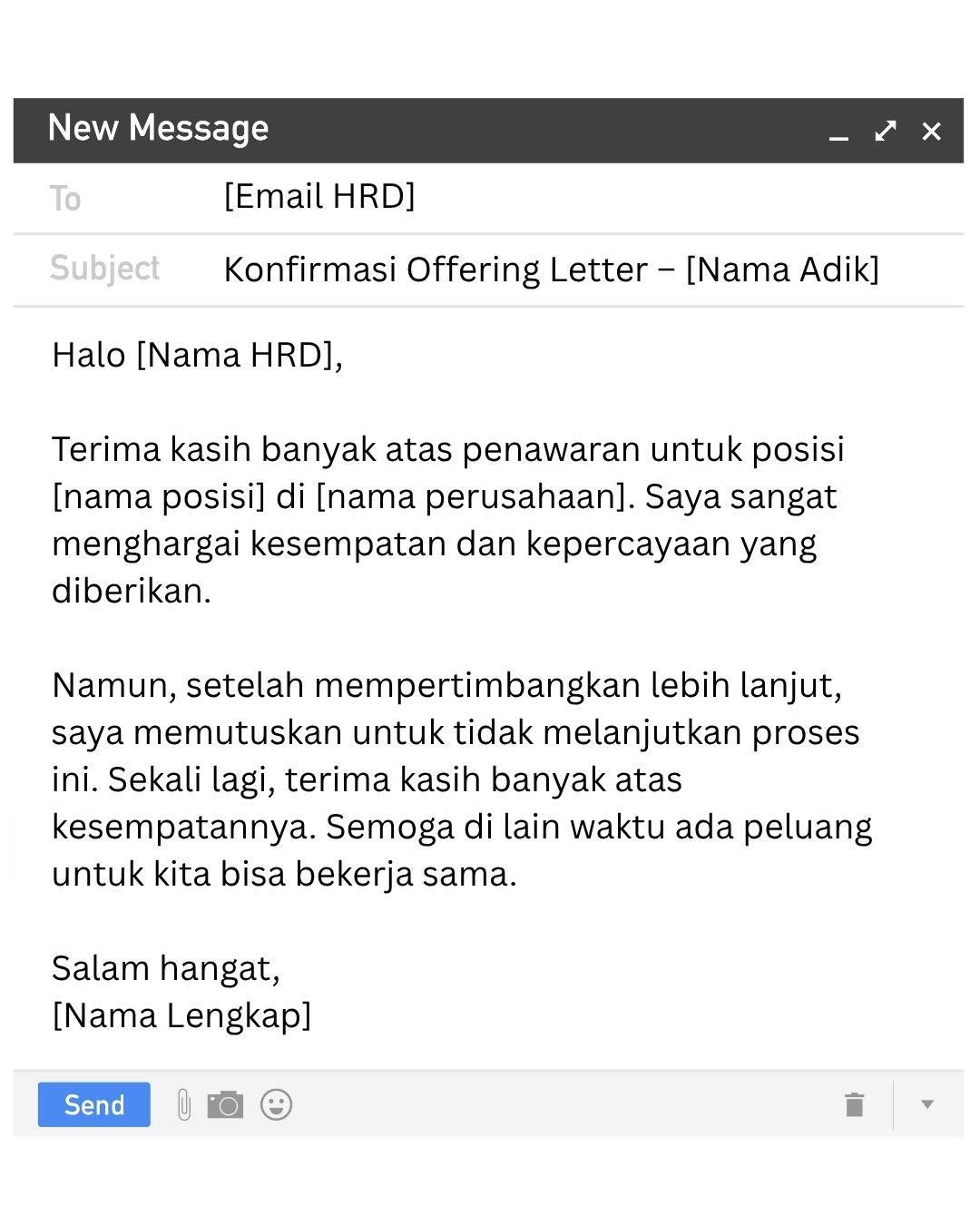 Cara jawab email untuk konfirmasi penolakan penawaran