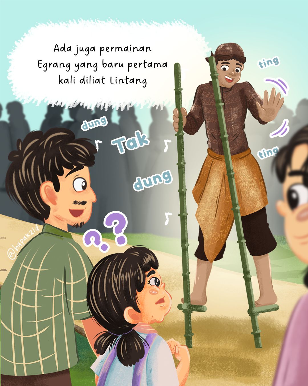 Lintang Si Anak Nusantara, Cerita Ayah Bermain Egrang