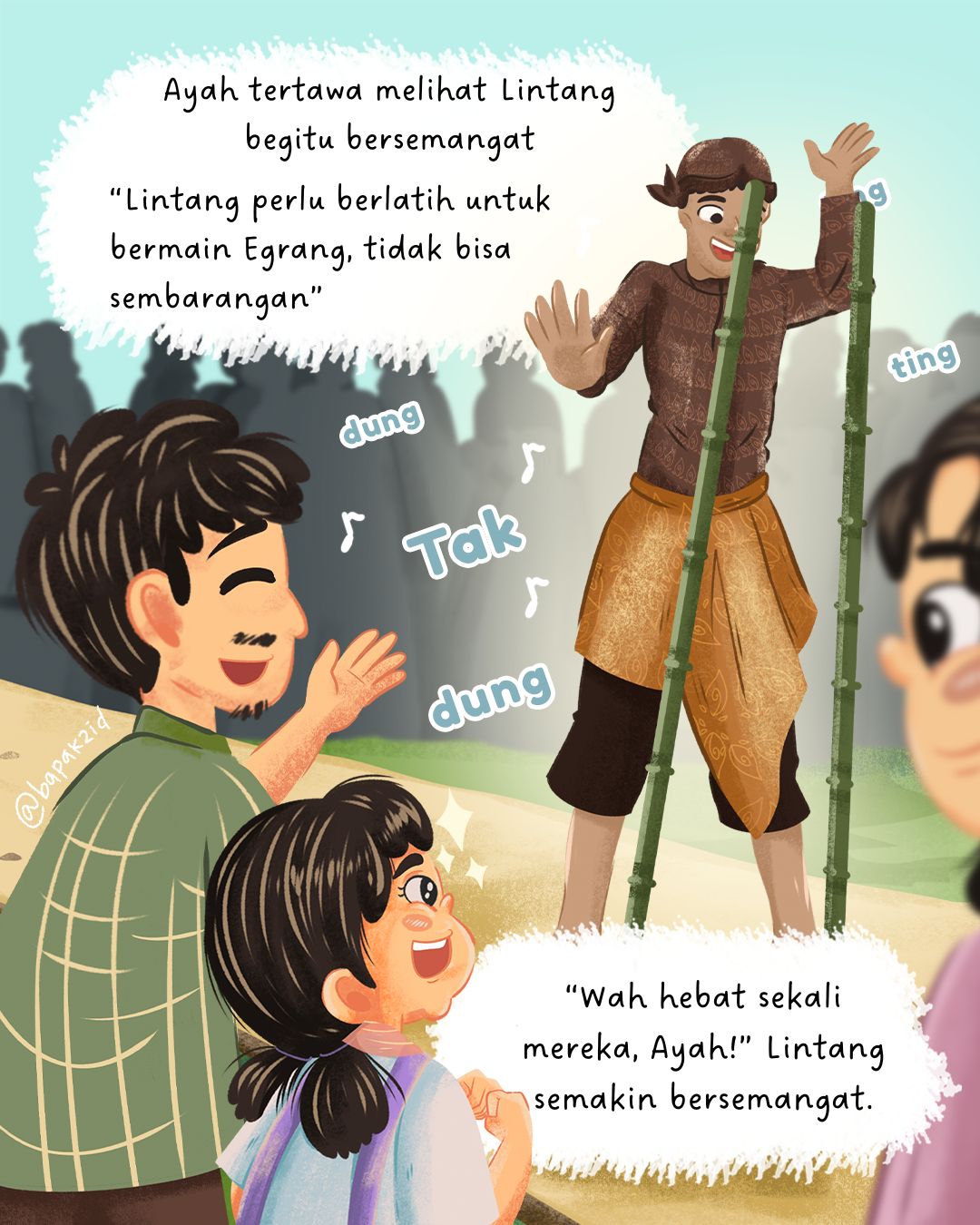 Lintang Si Anak Nusantara, Cerita Ayah Bermain Egrang